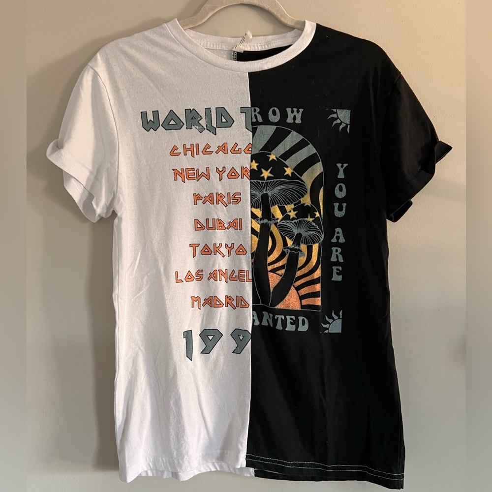 Half White & Black Band Tee